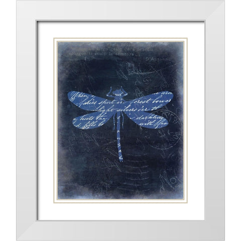 Dragonfly Blue 2 White Modern Wood Framed Art Print with Double Matting by Allen, Kimberly