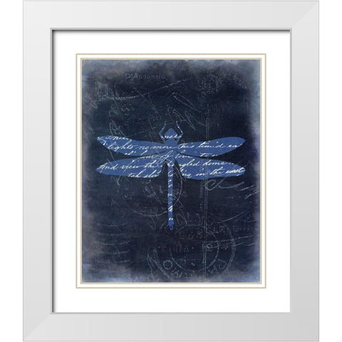 Dragonfly Blue 3 White Modern Wood Framed Art Print with Double Matting by Allen, Kimberly