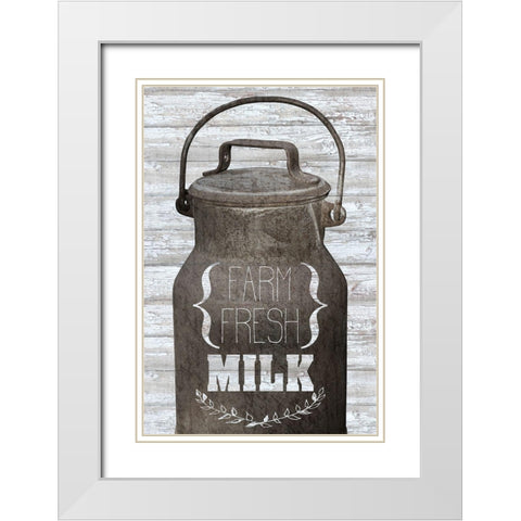 Farm Fresh Milk  White Modern Wood Framed Art Print with Double Matting by Kimberly, Allen