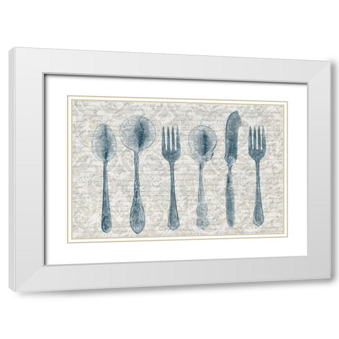 Country Table Setting White Modern Wood Framed Art Print with Double Matting by Kimberly, Allen