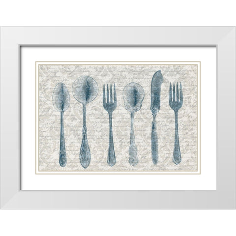 Country Table Setting White Modern Wood Framed Art Print with Double Matting by Kimberly, Allen