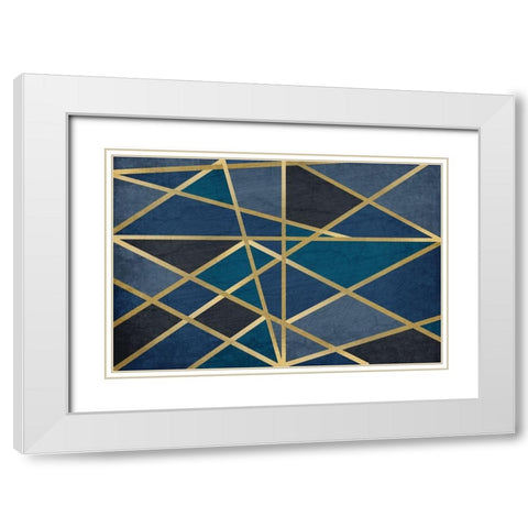 Gold and Blue Maze White Modern Wood Framed Art Print with Double Matting by Allen, Kimberly