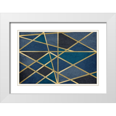 Gold and Blue Maze White Modern Wood Framed Art Print with Double Matting by Allen, Kimberly