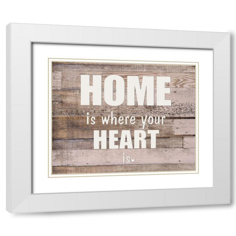 HOME is where the HEART White Modern Wood Framed Art Print with Double Matting by Kimberly, Allen