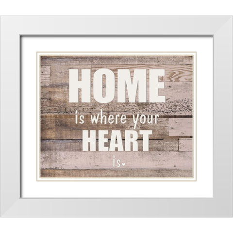 HOME is where the HEART White Modern Wood Framed Art Print with Double Matting by Kimberly, Allen