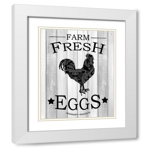 Farm Fresh Eggs White Modern Wood Framed Art Print with Double Matting by Kimberly, Allen