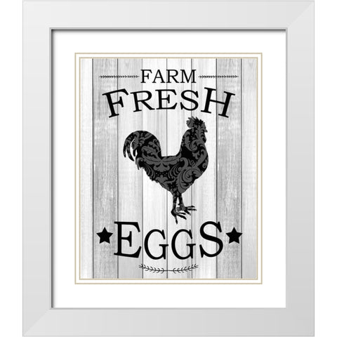 Farm Fresh Eggs White Modern Wood Framed Art Print with Double Matting by Kimberly, Allen