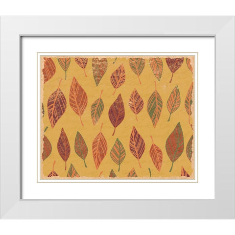 Falling Leaves White Modern Wood Framed Art Print with Double Matting by Kimberly, Allen
