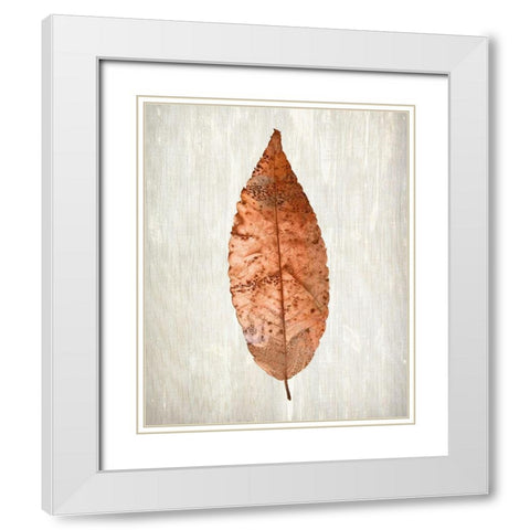 Copper Leaves 1 White Modern Wood Framed Art Print with Double Matting by Kimberly, Allen