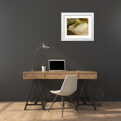Olive and Cheese White Modern Wood Framed Art Print with Double Matting by Kimberly, Allen