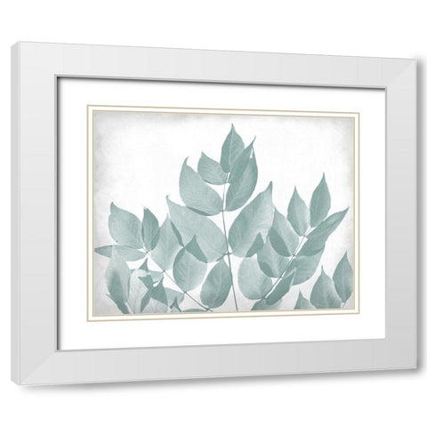 Antiqued Leaves 1 White Modern Wood Framed Art Print with Double Matting by Kimberly, Allen