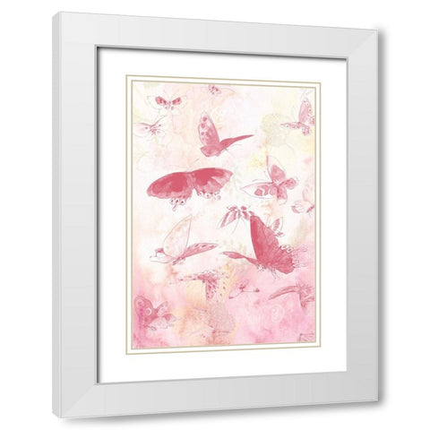Butterflies Panel 1 White Modern Wood Framed Art Print with Double Matting by Kimberly, Allen