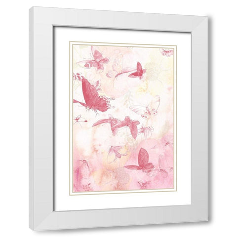 Butterflies Panel 2 White Modern Wood Framed Art Print with Double Matting by Kimberly, Allen