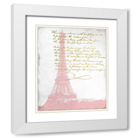 Paris in Pink 1 White Modern Wood Framed Art Print with Double Matting by Kimberly, Allen
