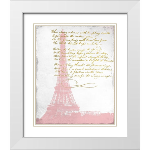 Paris in Pink 1 White Modern Wood Framed Art Print with Double Matting by Kimberly, Allen