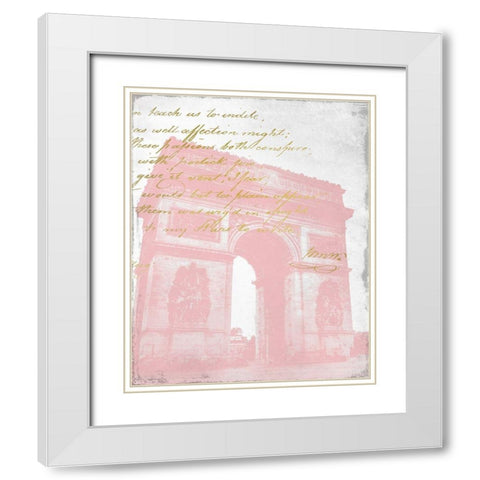 Paris in Pink 2 White Modern Wood Framed Art Print with Double Matting by Kimberly, Allen