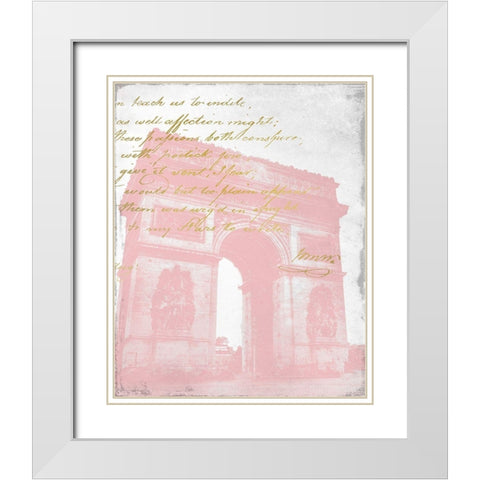 Paris in Pink 2 White Modern Wood Framed Art Print with Double Matting by Kimberly, Allen