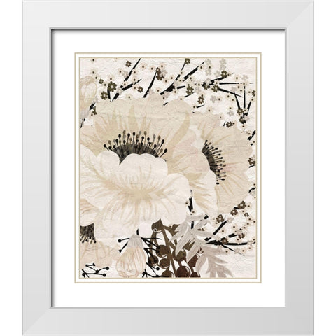 Cream Bloom 1 White Modern Wood Framed Art Print with Double Matting by Kimberly, Allen