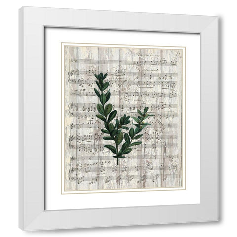 Musical Botanical 1 White Modern Wood Framed Art Print with Double Matting by Kimberly, Allen