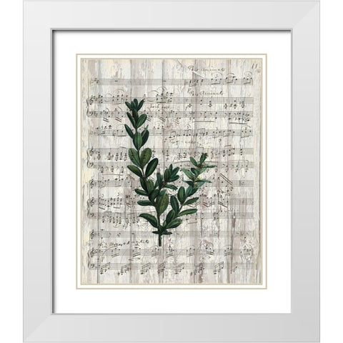 Musical Botanical 1 White Modern Wood Framed Art Print with Double Matting by Kimberly, Allen