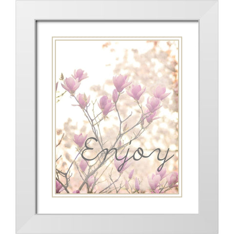 Cherry Blossoms 3 White Modern Wood Framed Art Print with Double Matting by Kimberly, Allen