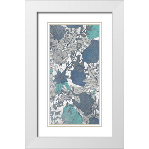 Carte Postale Blooms Mineral 1 White Modern Wood Framed Art Print with Double Matting by Allen, Kimberly