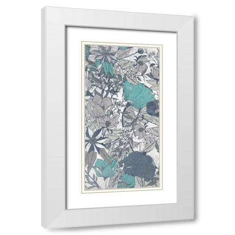 Carte Postale Blooms Mineral 2 White Modern Wood Framed Art Print with Double Matting by Allen, Kimberly