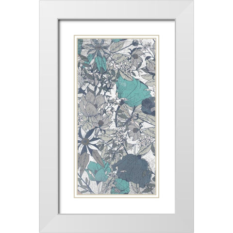 Carte Postale Blooms Mineral 2 White Modern Wood Framed Art Print with Double Matting by Allen, Kimberly