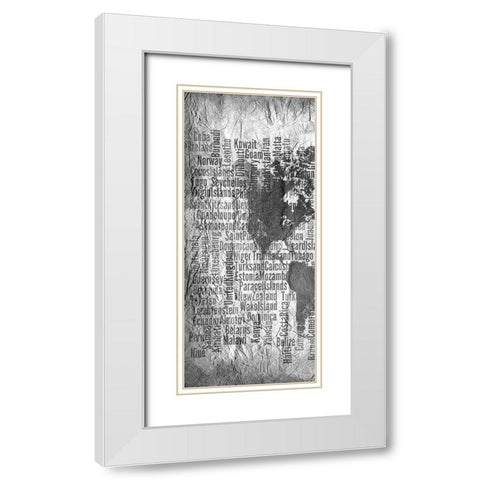 World Tryptich 1 White Modern Wood Framed Art Print with Double Matting by Kimberly, Allen