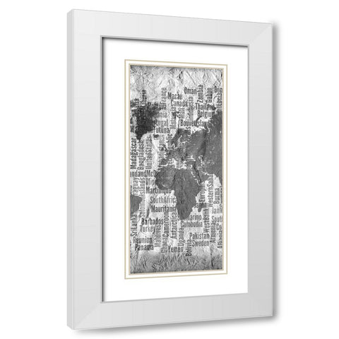 World Tryptich 2 White Modern Wood Framed Art Print with Double Matting by Kimberly, Allen
