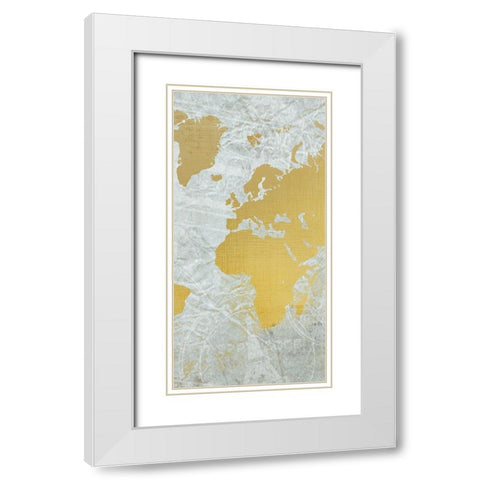 World B White Modern Wood Framed Art Print with Double Matting by Kimberly, Allen