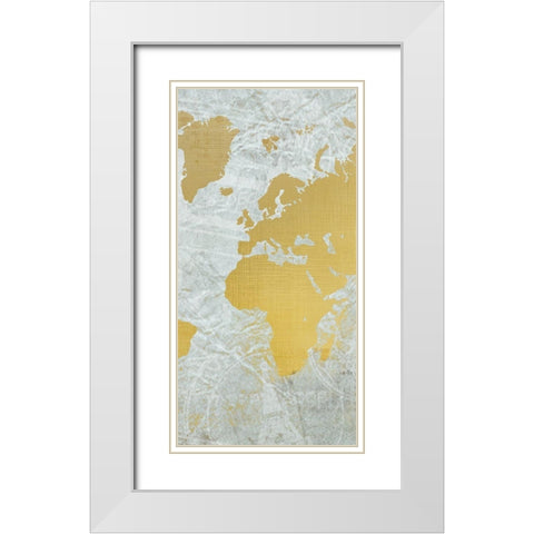 World B White Modern Wood Framed Art Print with Double Matting by Kimberly, Allen