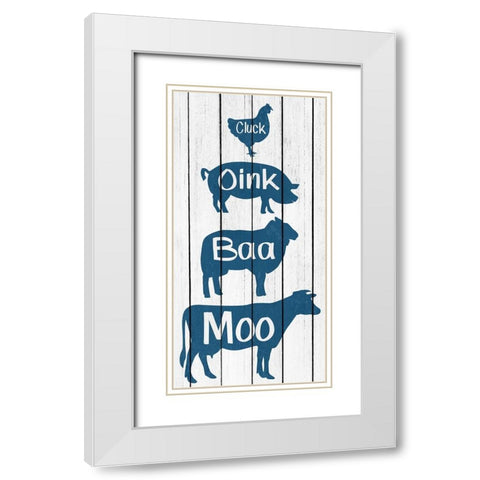 Moo Oink White Modern Wood Framed Art Print with Double Matting by Kimberly, Allen