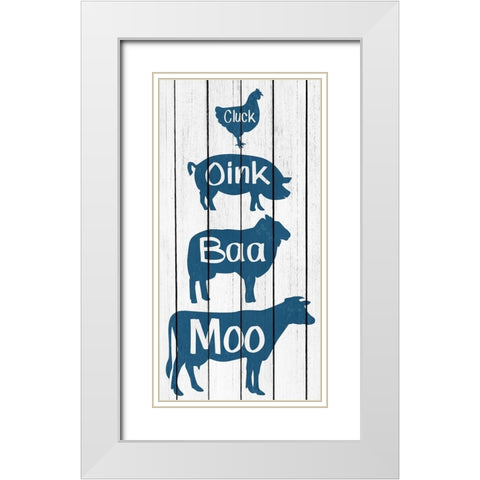 Moo Oink White Modern Wood Framed Art Print with Double Matting by Kimberly, Allen