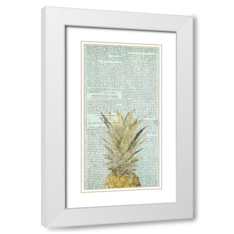Newspaper Pineapple White Modern Wood Framed Art Print with Double Matting by Kimberly, Allen