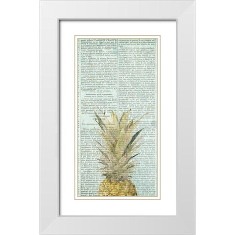 Newspaper Pineapple White Modern Wood Framed Art Print with Double Matting by Kimberly, Allen