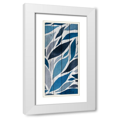 Indigo Leaves 2 White Modern Wood Framed Art Print with Double Matting by Allen, Kimberly