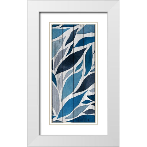 Indigo Leaves 2 White Modern Wood Framed Art Print with Double Matting by Allen, Kimberly
