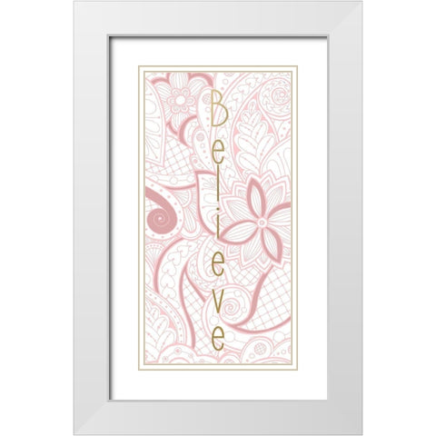 Blush Pink 1 White Modern Wood Framed Art Print with Double Matting by Kimberly, Allen