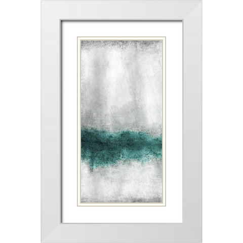Teal Tones Panel A White Modern Wood Framed Art Print with Double Matting by Allen, Kimberly