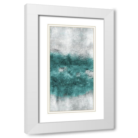 Teal Tones Panel C White Modern Wood Framed Art Print with Double Matting by Allen, Kimberly