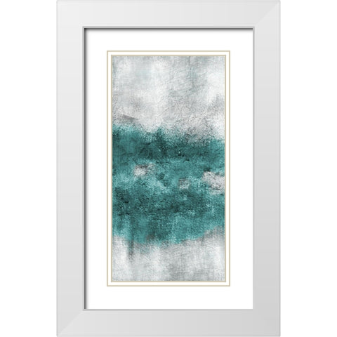 Teal Tones Panel C White Modern Wood Framed Art Print with Double Matting by Allen, Kimberly