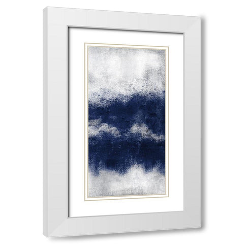 Indigo Tones Panel D White Modern Wood Framed Art Print with Double Matting by Allen, Kimberly