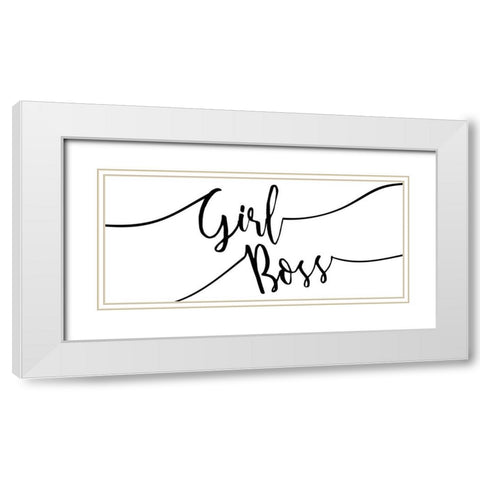 Girl Boss White Modern Wood Framed Art Print with Double Matting by Kimberly, Allen