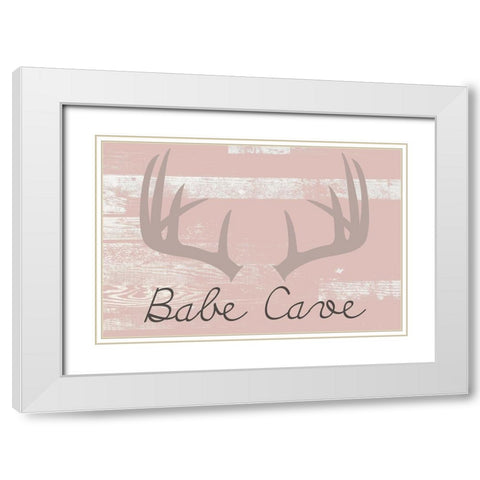 Babe Cave Pink White Modern Wood Framed Art Print with Double Matting by Kimberly, Allen