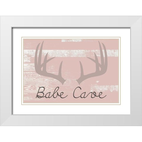 Babe Cave Pink White Modern Wood Framed Art Print with Double Matting by Kimberly, Allen