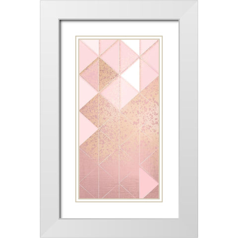 Triangle Blush Panel 1 White Modern Wood Framed Art Print with Double Matting by Kimberly, Allen