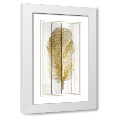Feather of Gold 1 White Modern Wood Framed Art Print with Double Matting by Kimberly, Allen