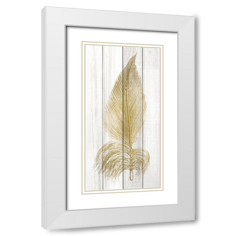 Feather of Gold 2 White Modern Wood Framed Art Print with Double Matting by Kimberly, Allen