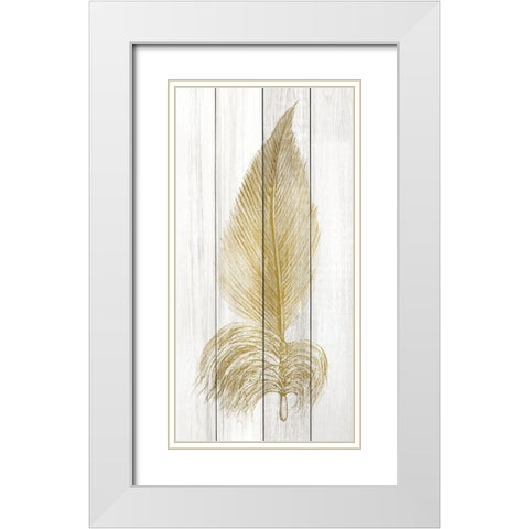 Feather of Gold 2 White Modern Wood Framed Art Print with Double Matting by Kimberly, Allen